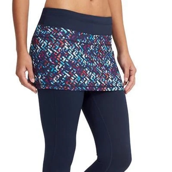 Athleta Size Large Electric Placid 2 in 1 Tight Skirt Navy Blue Fleece Lined - Picture 5 of 11